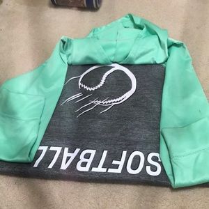 Green and gray softball justice sweatshirt